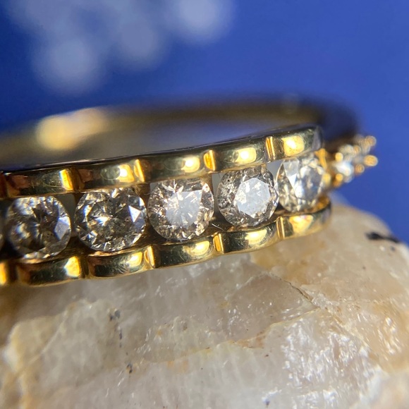 10k Yellow Gold Large Diamond Ring - Picture 6 of 14